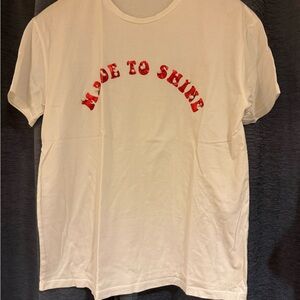 Zara White Tee with Red Text Design